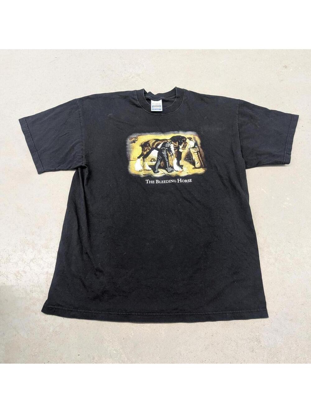 Vintage 90s The Bleeding Horse Irish Pub Art T-shirt